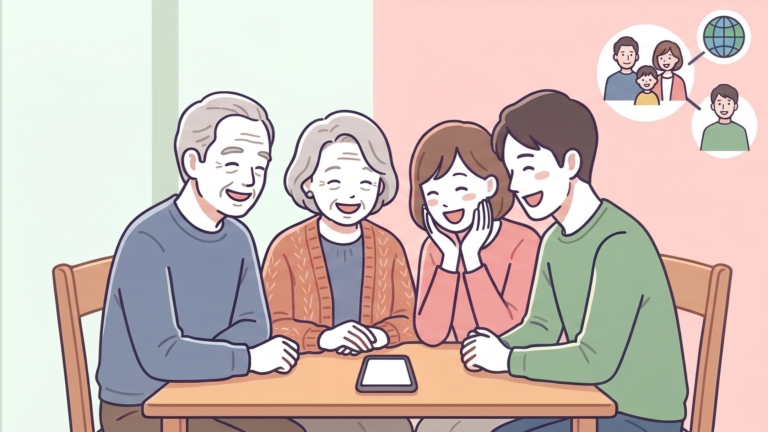 離れて暮らすご家族への介護請求書共有を説明するイラスト